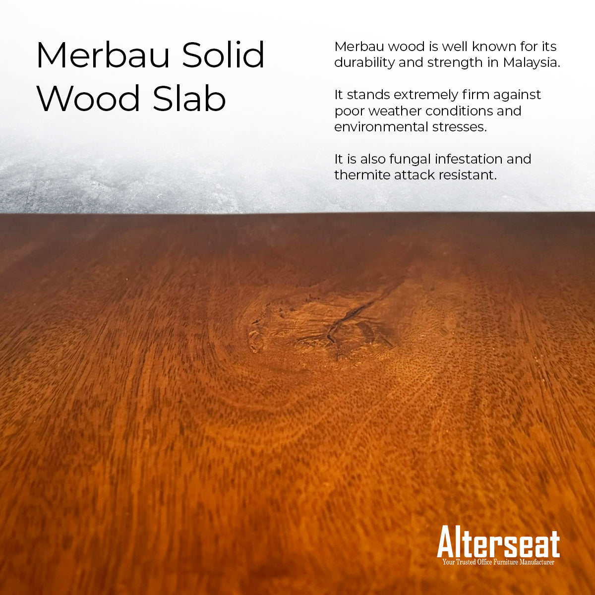 Solid Woodslab (Merbau) Smart Desk