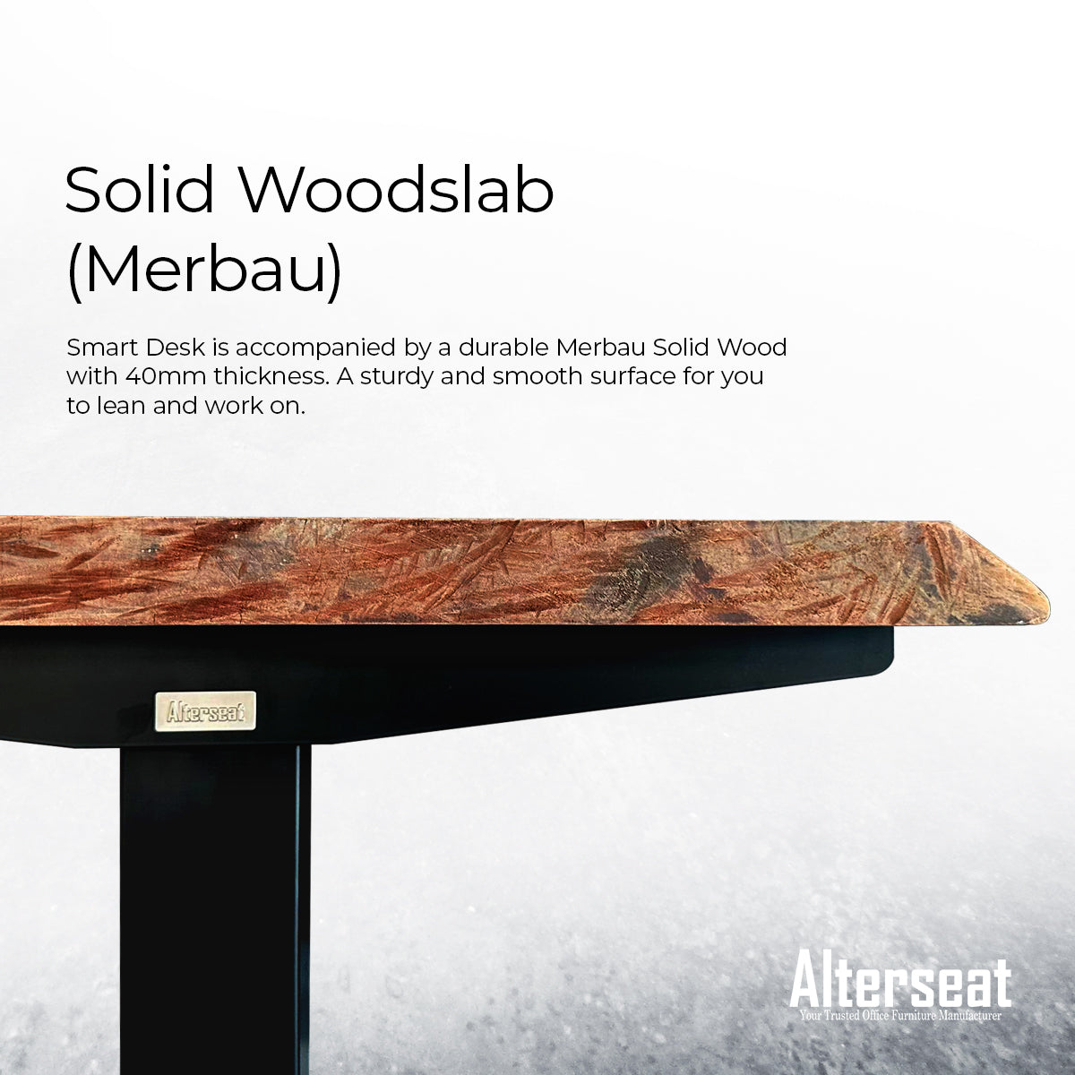 Solid Woodslab (Merbau) Smart Desk